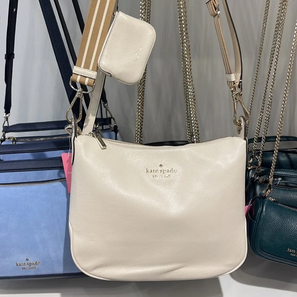 New Kate Spade Rosie Large Crossbody Pebbled Leather Parchment - Picture 8 of 16